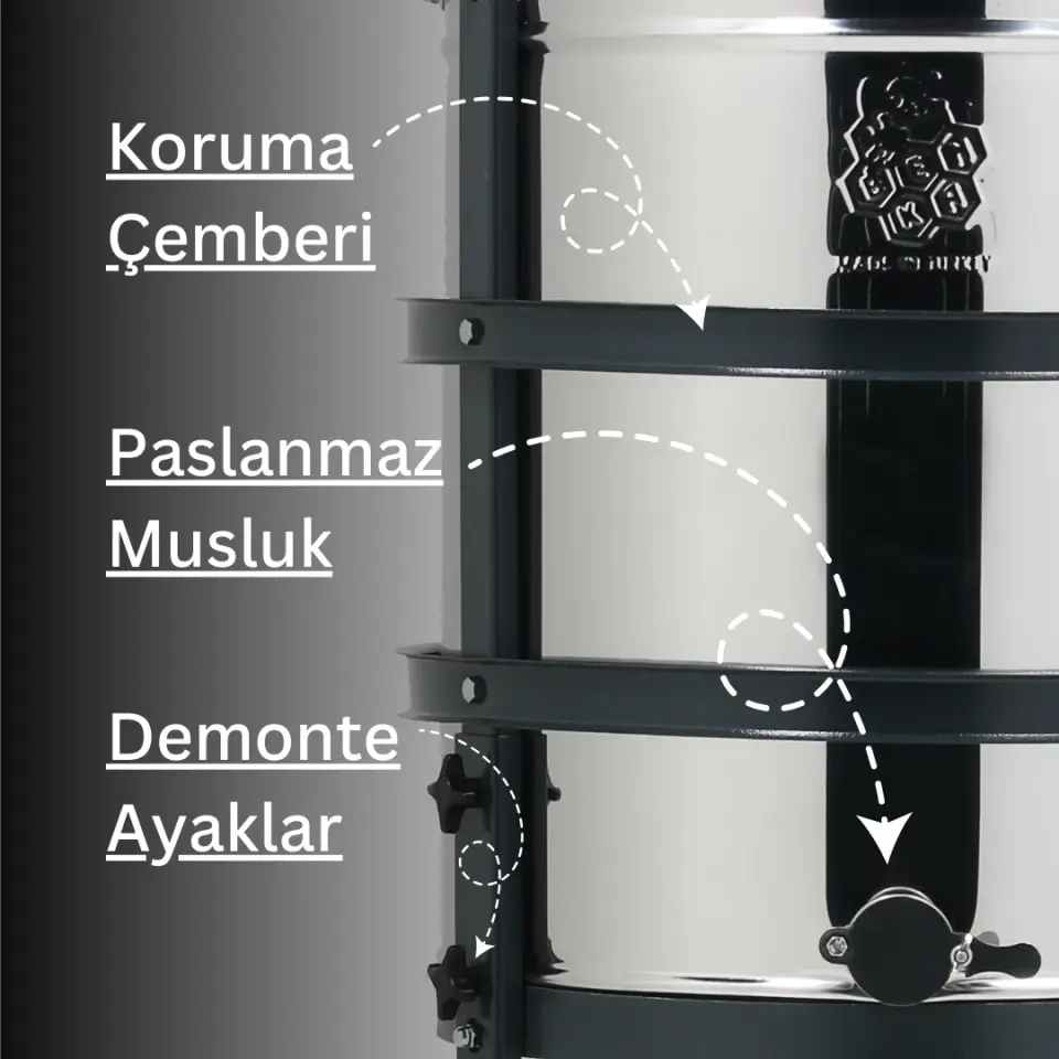 4 Çerçeveli Manuel Bal Süzme Makinesi Dadant AISI 304