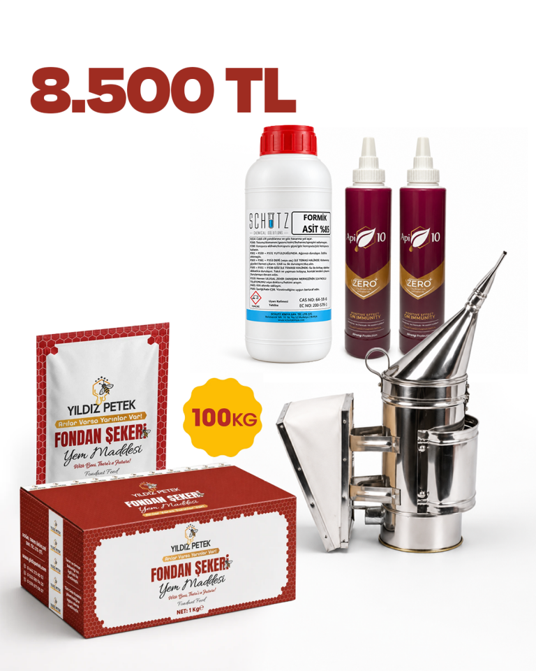 Yıldız Petek Sonbahar Paketi - 100 Kg Fondan Şekeri - Krom İlaçlama Körük - 2x Api10 Zero - Formik Asit
