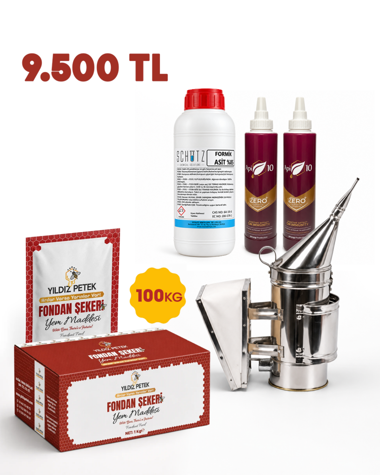 Yıldız Petek Sonbahar Paketi - 100 Kg Fondan Şekeri - Krom İlaçlama Körük - 2x Api10 Zero - Formik Asit