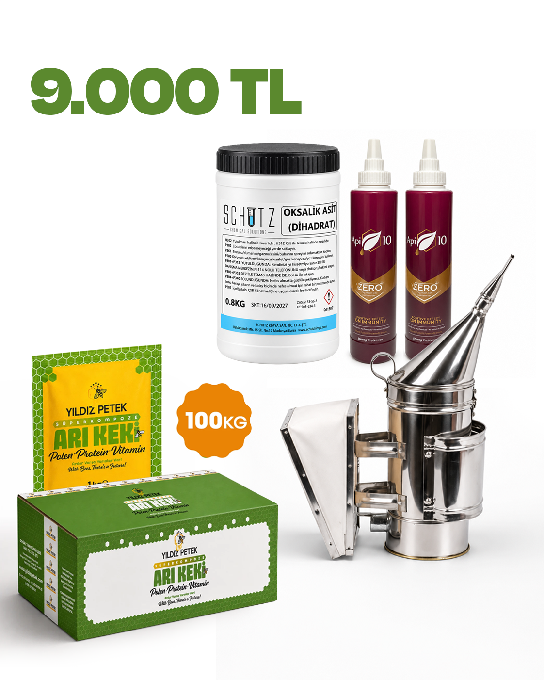 Yıldız Petek Sonbahar Paketi - 100 Kg Süperkompoze Arı Keki - Krom İlaçlama Körük - 2x Api10 Zero - Oksalik Asit
